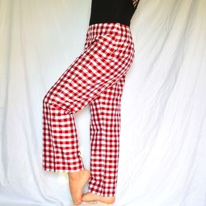 INC Medium Red White Checkered Gingham Silk Pants